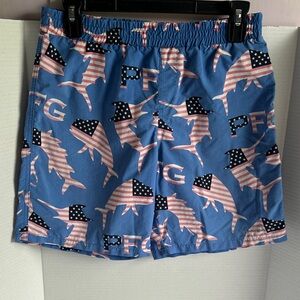 Columbia Men's Blue Patriotic Shark Swim Trunks L